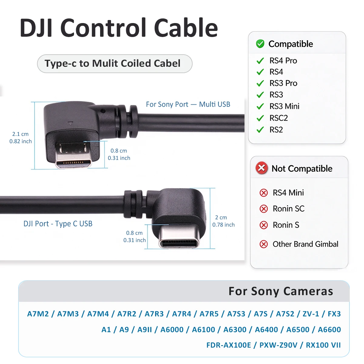 Kabel sterujący DJI Ronin RSC2 RS2 RS3, kompatybilny z Sony, kabel USB-C do stabilizatora, kabel typu C. — zdjęcie produktu 5