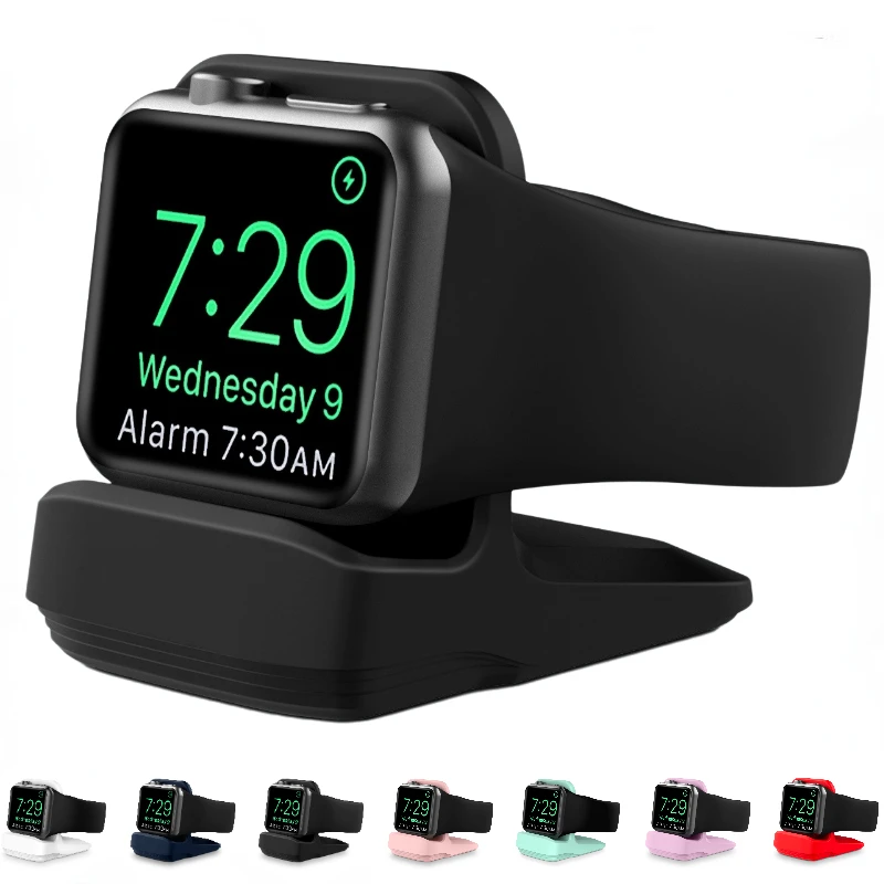 Suporte de Carregamento Silicone para Apple Watch, Base de Relógio, Compatível com iWatch Series 8, 7, 45mm, 41mm, 6, 5, 4, SE, 44mm, 42mm, 3, 40 milímetros, 38 milímetros