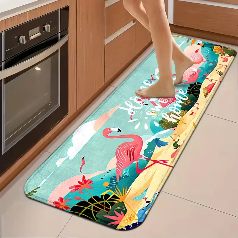 Flamingos Kitchen Mats Comfortable Standing Runner Rugs Carpets for Home Office Sink Laundry Room Bathroom Home Decoration