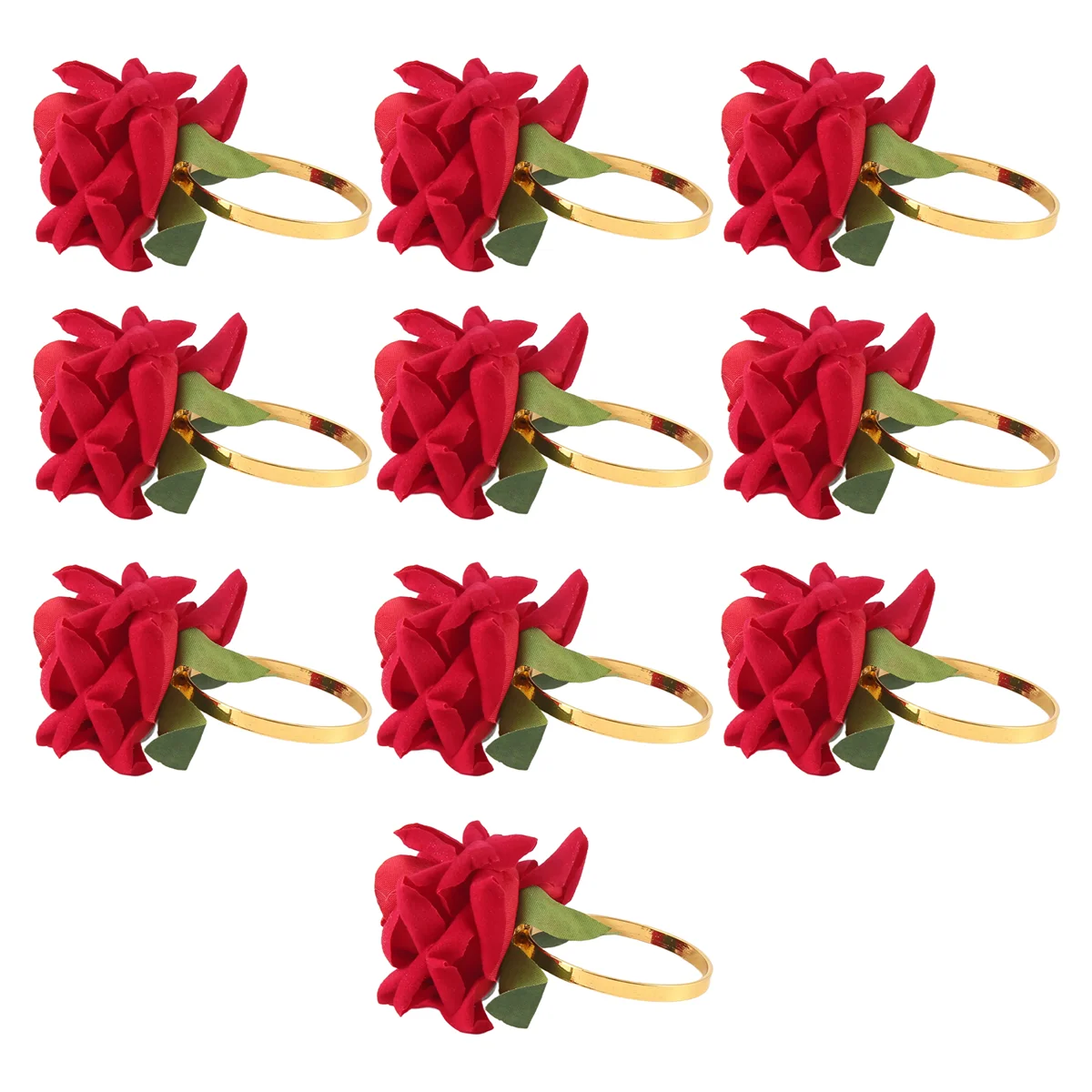 BABQ 10Pcs Red Rose Shape Towel Buckle Napkin Ring Wedding Party Valentine's Day Hotel Table Decor Napkin Holder
