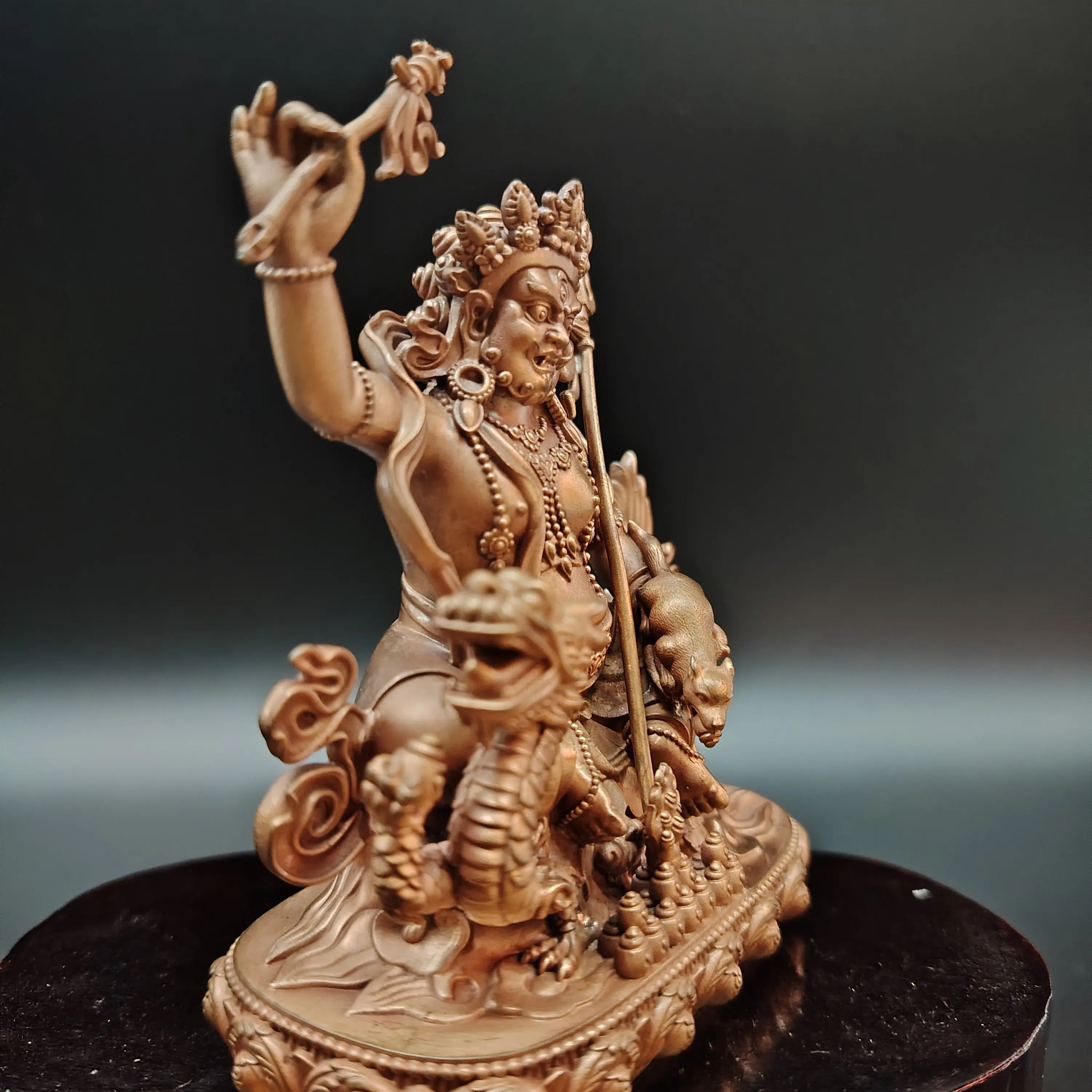 Nepal White Jambhala Wealth Deity Buddha Statue 10cm Fine Altar Desktop Pure Copper Blessing