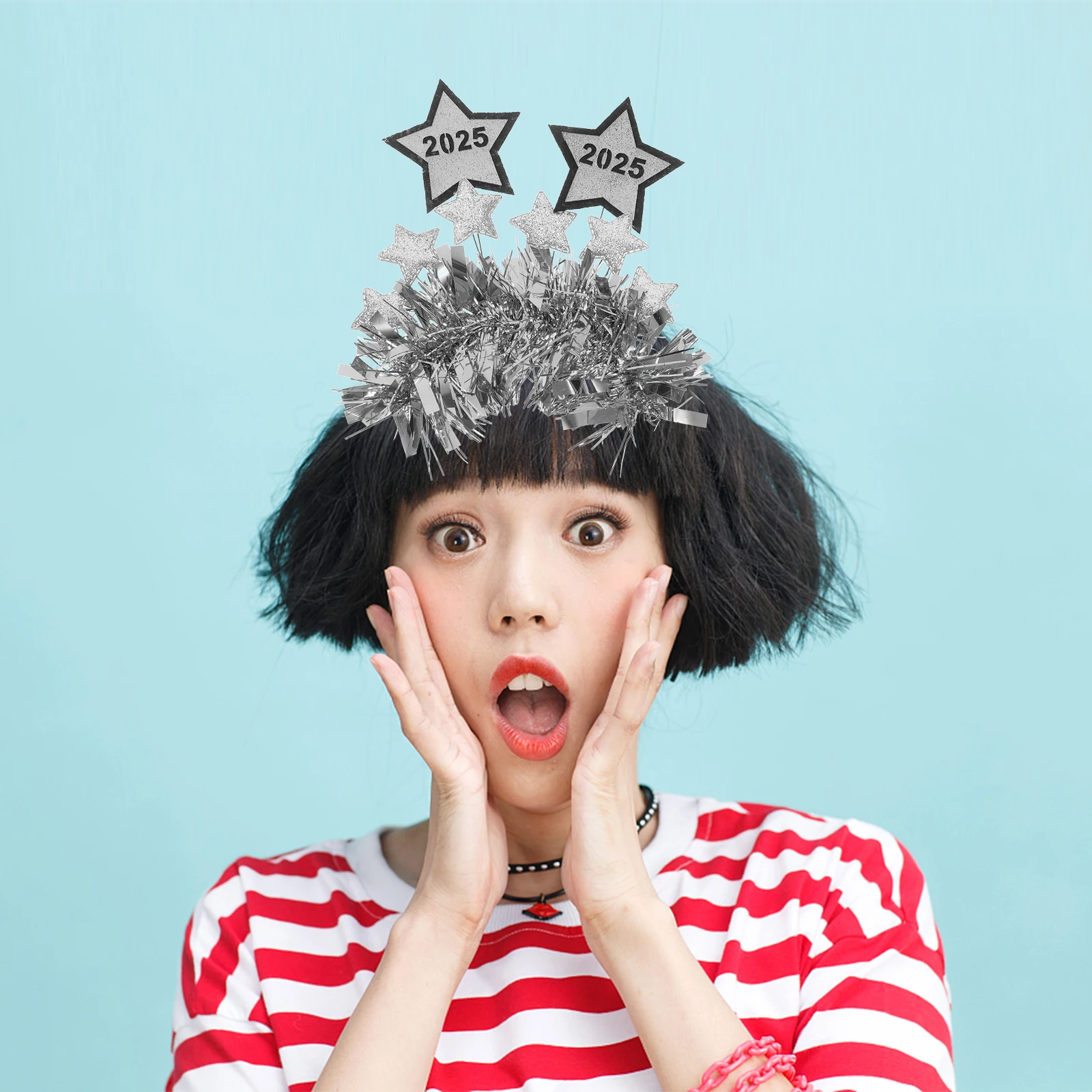 

Digital Star Headband 2025 New Year Party Glitter Headdress Holiday Accessories Women Men Lightweight Festive Hoop