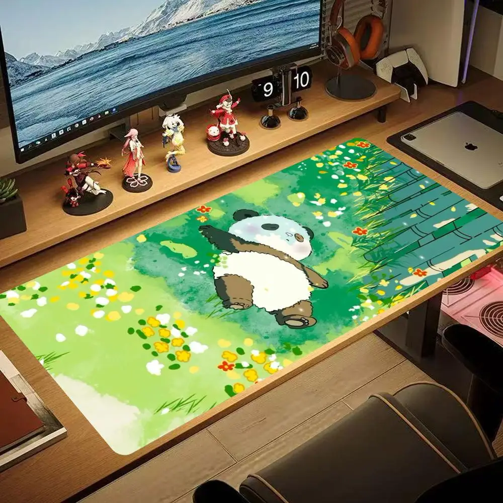 

Cute Panda Mouse Pad Large Gaming Non-slip Gamer Keyboard Seamed Edge Mousepads Laptop Tablet Mat Mini Mousepad PC Playmat XAXC
