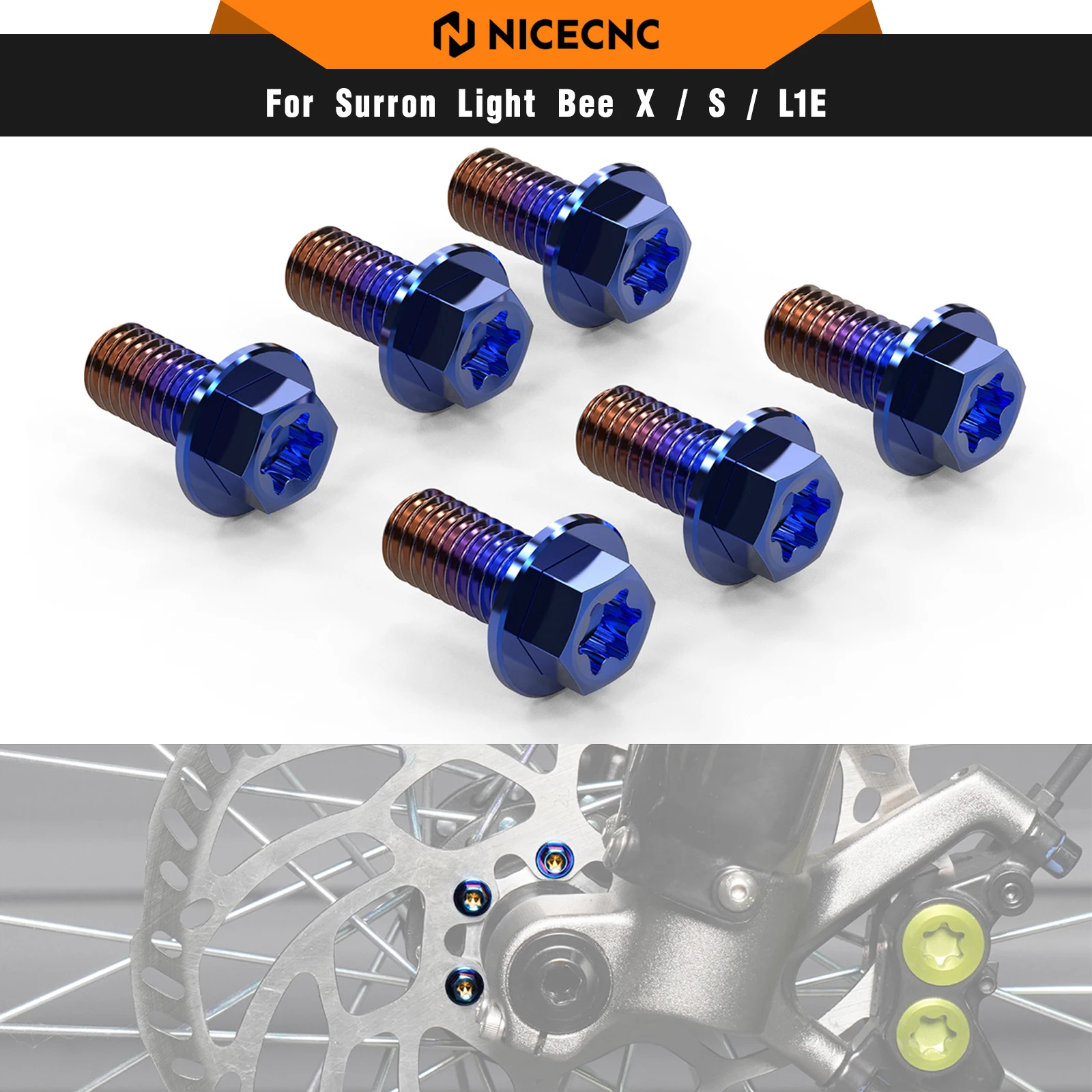 

NICECNC For Surron Light Bee X S L1E Electric Dirt Bike Titanium Alloy M5*10 Front Brake Disc Pad Screws For Segway X160 X260