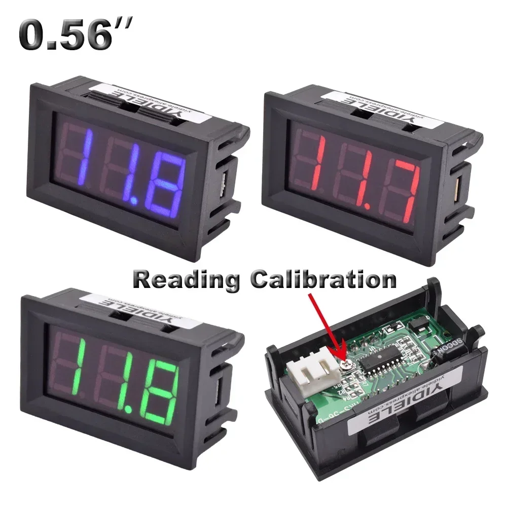 Ampèremètre numérique LED 0.56, panneau de voltmètre, DC 100V, 10A, AC 220V, 500V, 600V, lecture d'étalonnage, rouge, vert, bleu, volt, ampèremètre, jauge