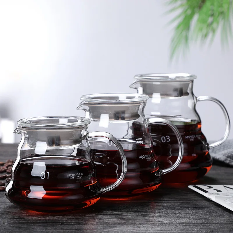 Pour Over Coffee Maker Set High-Heat Borosilicate Glass Pour Over Coffee Dripper Carafe for Home Cafe Restaurant Camping