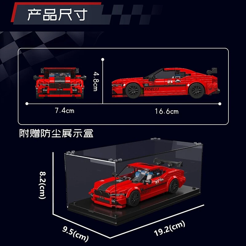 Mould King Mini Serie di auto di lusso Kit di blocchi di costruzione M8 Auto sportiva con scatola di visualizzazione Mattoni di montaggio Giocattolo Regalo di Natale per bambini 27072