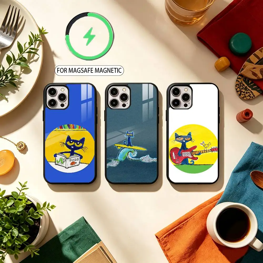 P-Pete Cat Cute   Phone Case For iPhone17,16,15,14,13,12,11 Plus,Pro Max Magnetic For Magsafe Wireless Charging