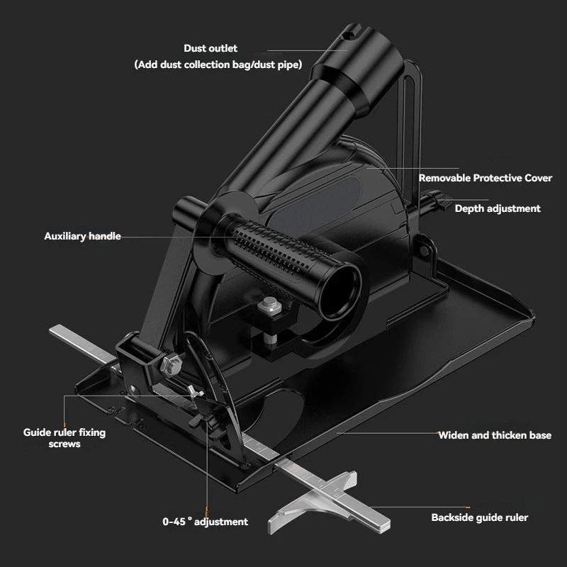 Angle Grinder Retrofit Cutting Machine Bottom Plate Conversion Bracket Adapter Set 45° Adjustable Machine Base Tool Accessories