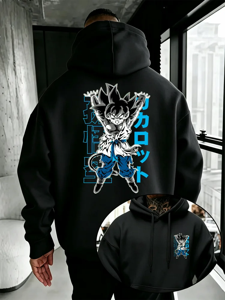 Bandai Dragon Ball Men's Hoodie  High-Quality, Warm Autumn/Winter Pullover Featuring 