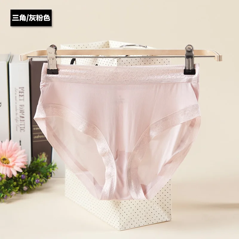 Birdtree Women Lace Panties, 100% Real Silk Comfortable Healthy Everyday Wear, Pink White Mid-Waist Package Lace Briefs U34705C - Image 3