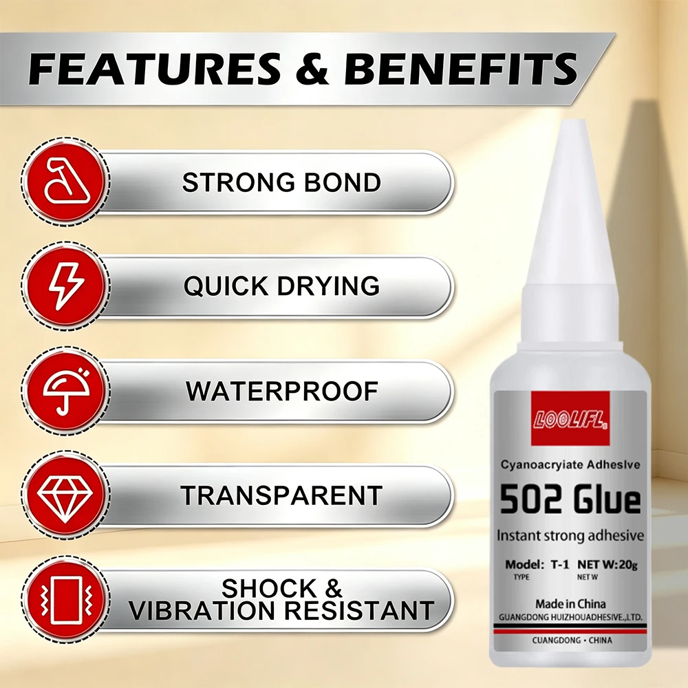 Super Glue Adhesive Instant Fast Cure Strong Bond Precise Dispensing Liquid Glue for Metal  Wood  Rubber Plastic Ceramic Repair