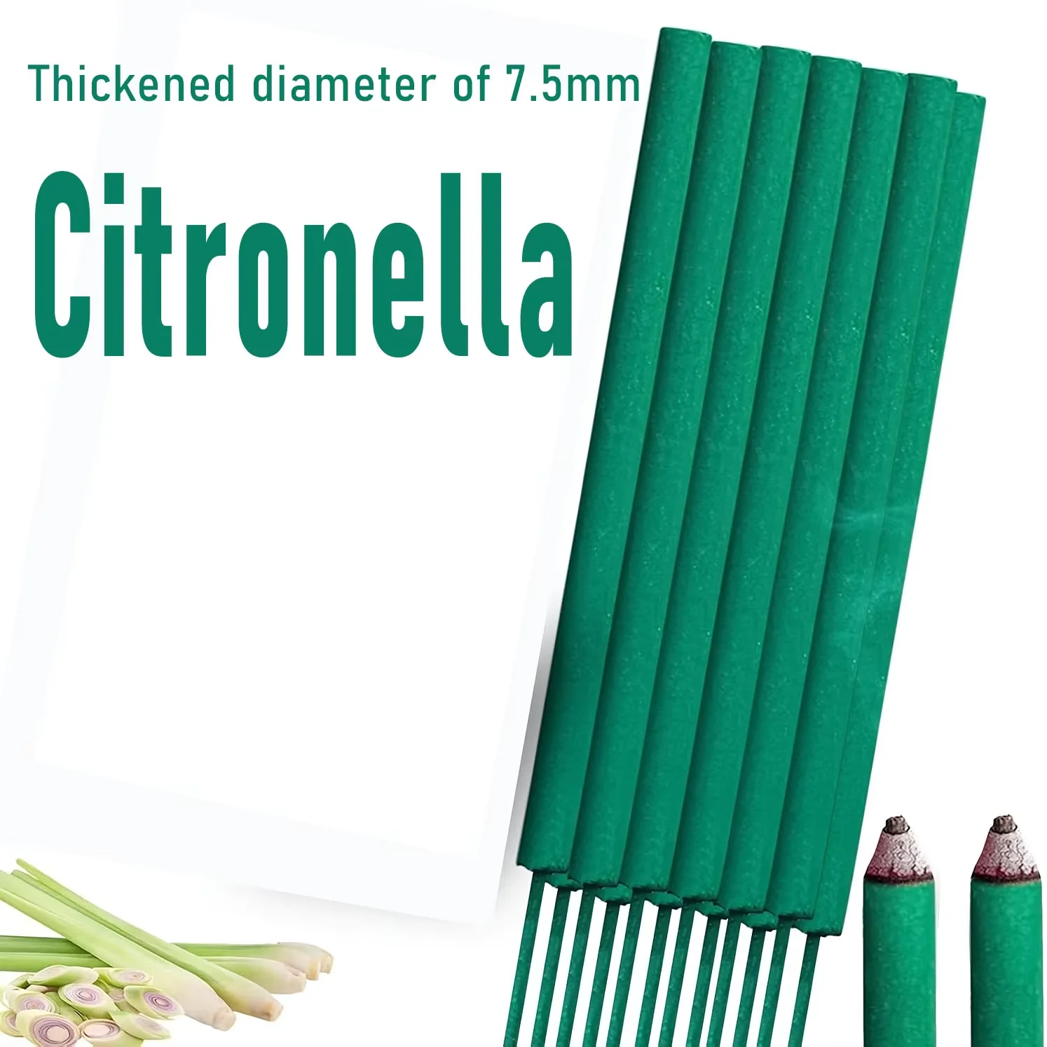Large Outdoor Lemongrass Incense Sticks, 27cm Mint Rosemary Herbal Scent, Slow‑Burning 1.5‑2H for Camping Picnic Terrace Dinners
