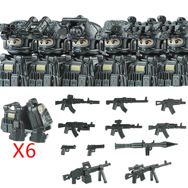 Militär-Spezialeinheiten-Serie Bausteine Stadt-Polizei Kommando SWAT Armee-Soldat Figur Gasmaske Waffen Bausteine Spielzeug