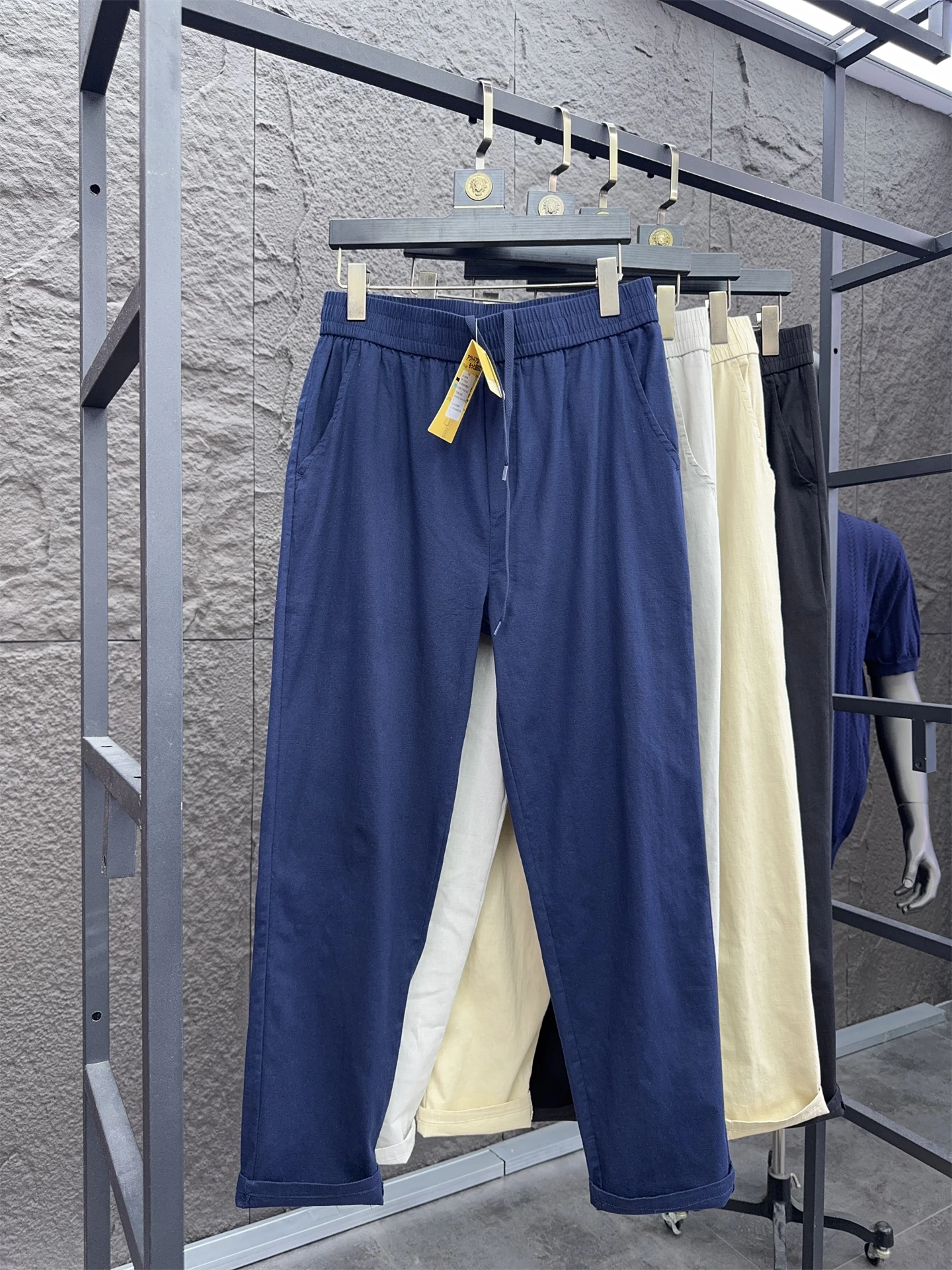 Calças de Aodão e Linho Luxuosas Svip 5800, Confortáveis, Leves e Respiráveis para o Verão, Calças Casuais Slim Straight 3D