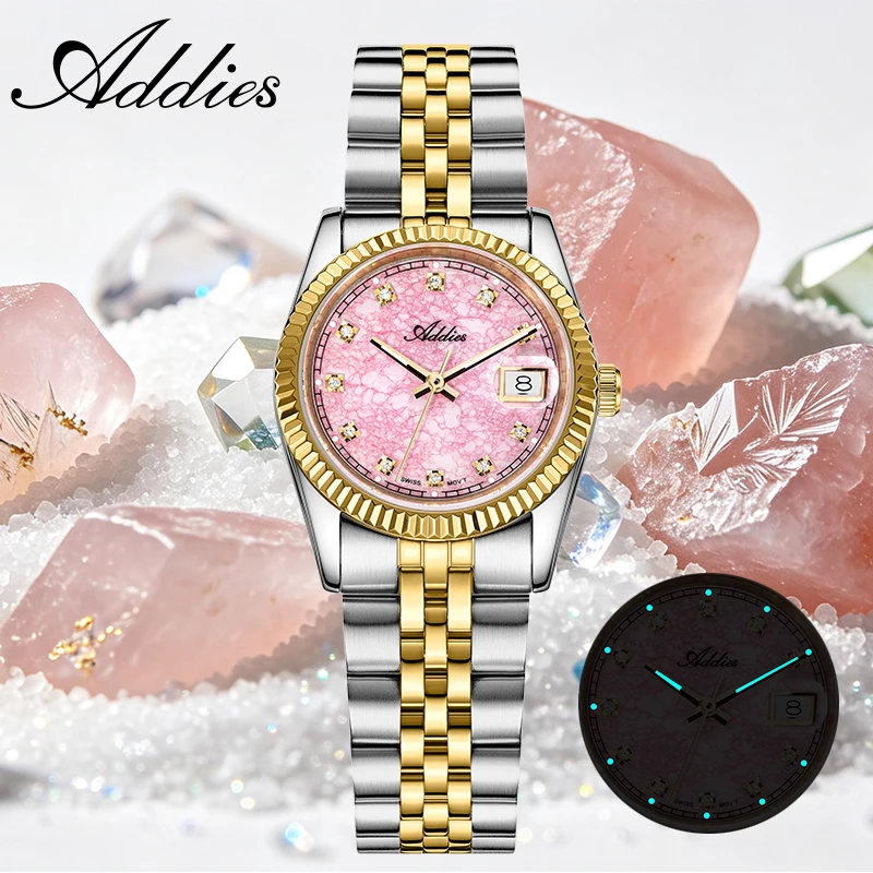 ADDIES Women's Quartz Watch Date Display 316L Stainless Steel BGW9 Luminous 50M Waterproof Sport Dress Fashion Watches for Woman