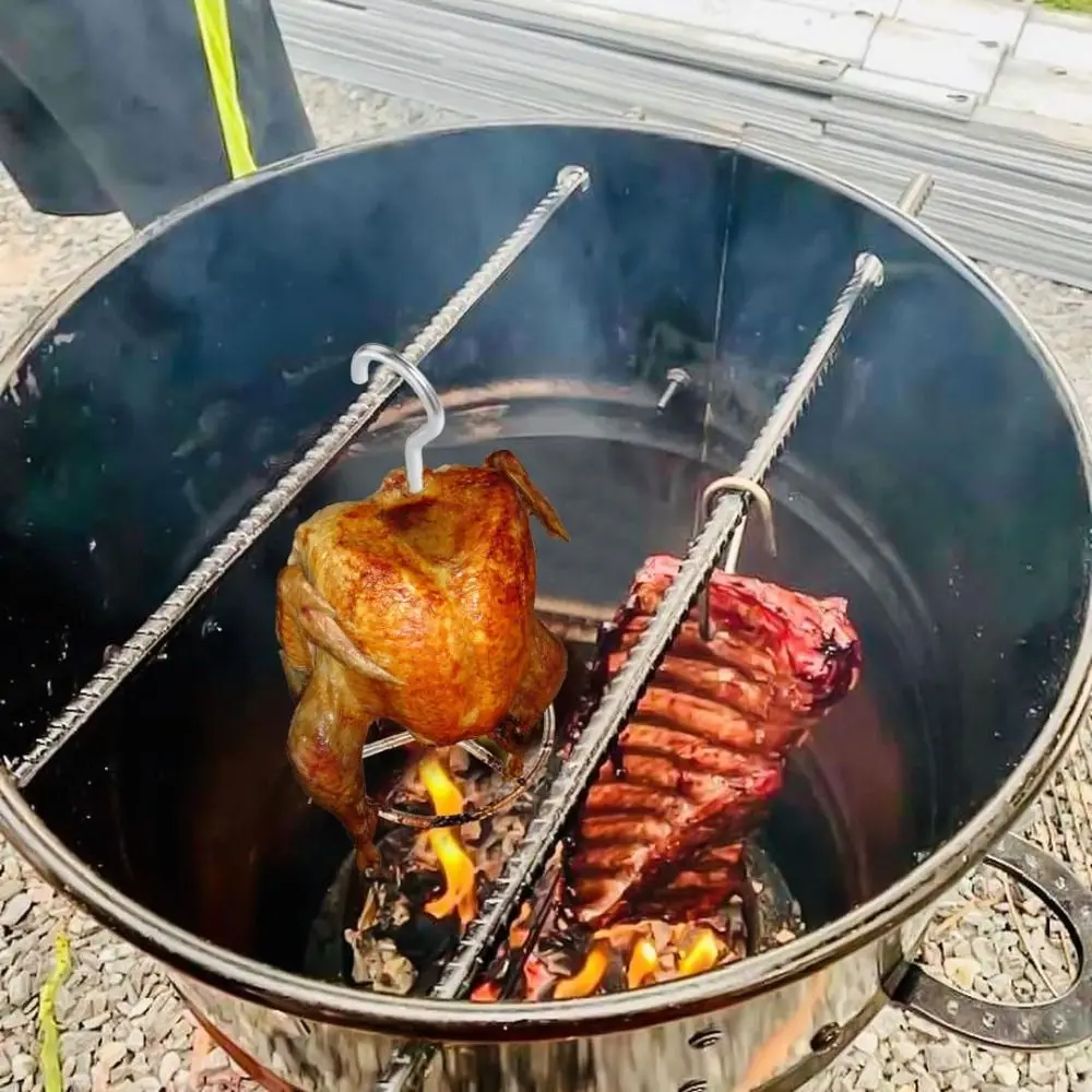 Stainless Steel Turkey Fryer Rack Kit Vertical with Lifter Hook Roasting Grill Stand Replacement Parts Chicken Roaster Rack