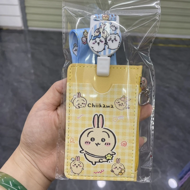 Chiikawa ID Card Holder Cute Cartoon Lanyard Card Case With Zipper