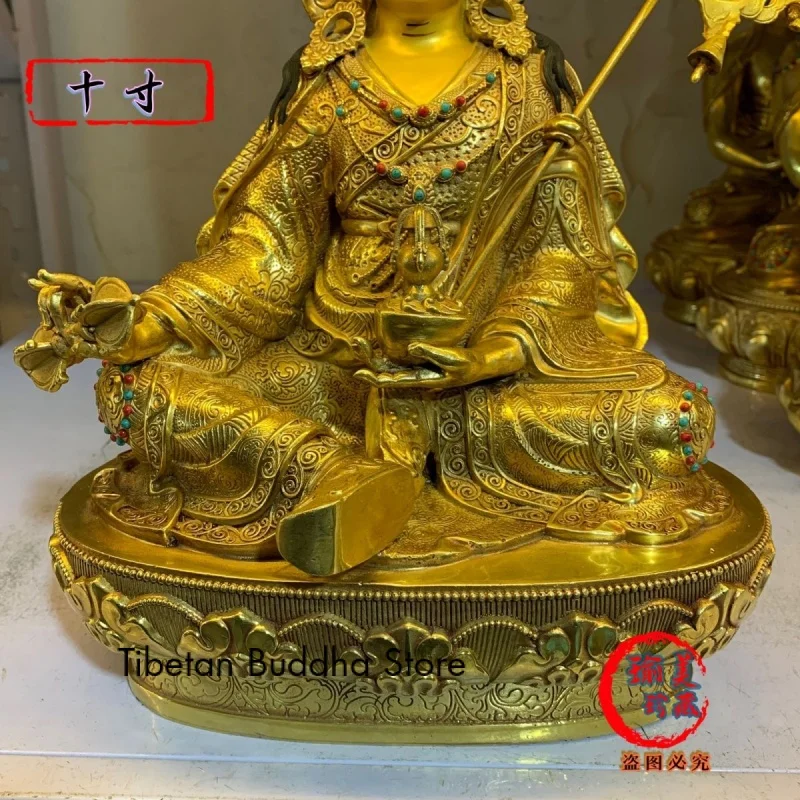 Imagem -03 - Padmasambhava-seiko Cobre Gilt Buda Estátua Jóia Embutidos Boutique Lotus Mestre Cobre Baixo 33 Centímetros 3333 Centímetros 10