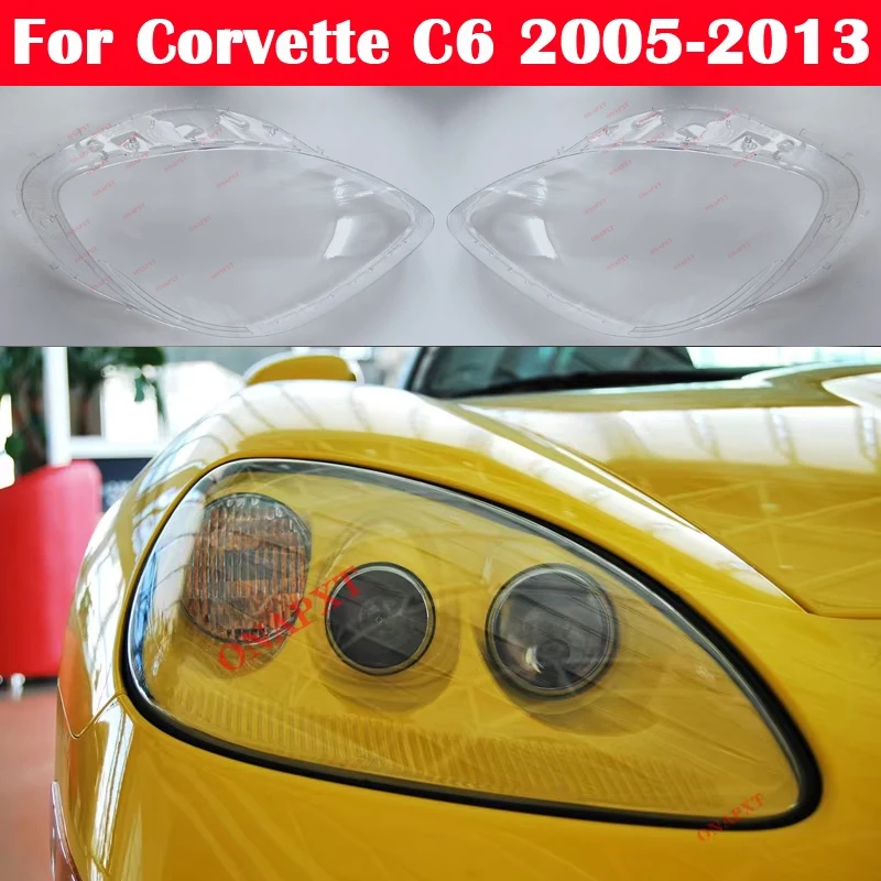 Cubierta de faro delantero de coche, pantalla de lámpara, cubiertas de luz de cabeza, vidrio de carcasa para Chevrolet Corvette C6 2005-2013