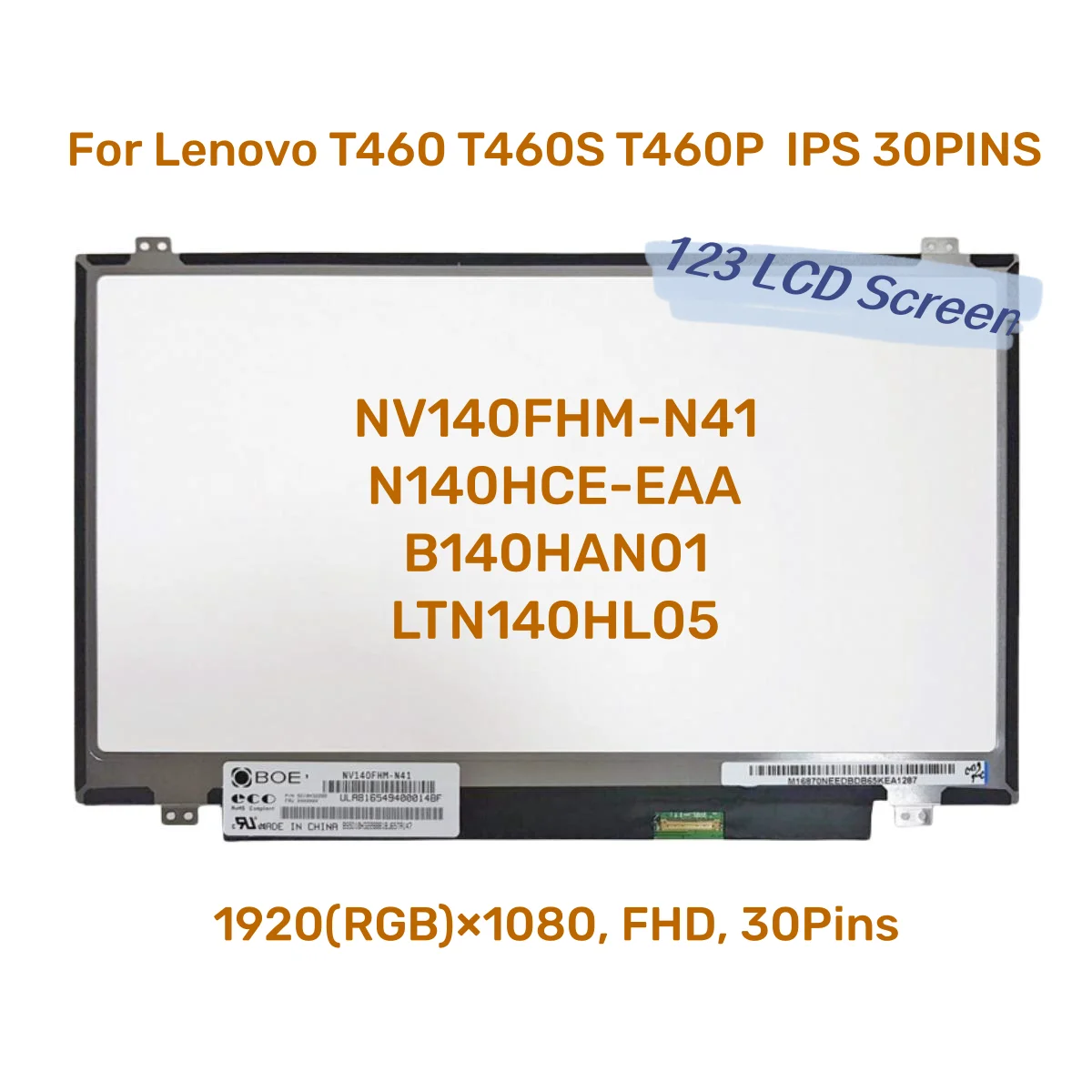 14-calowy ekran laptopa 1080P IPS 30PIN NV140FHM-N41 kompatybilny z N140HCE-EAA B140HAN01 LTN140HL05 do Lenovo T460 T460S T460P