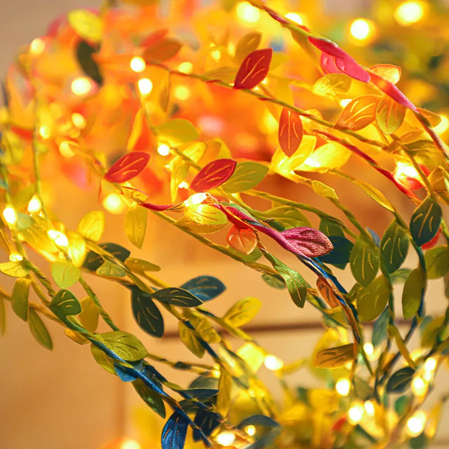 Artificial Creeper Green Leaf Ivy Vine String Light Indoor Decoration LED String Light DIY Leaf Wedding Party Christmas Light