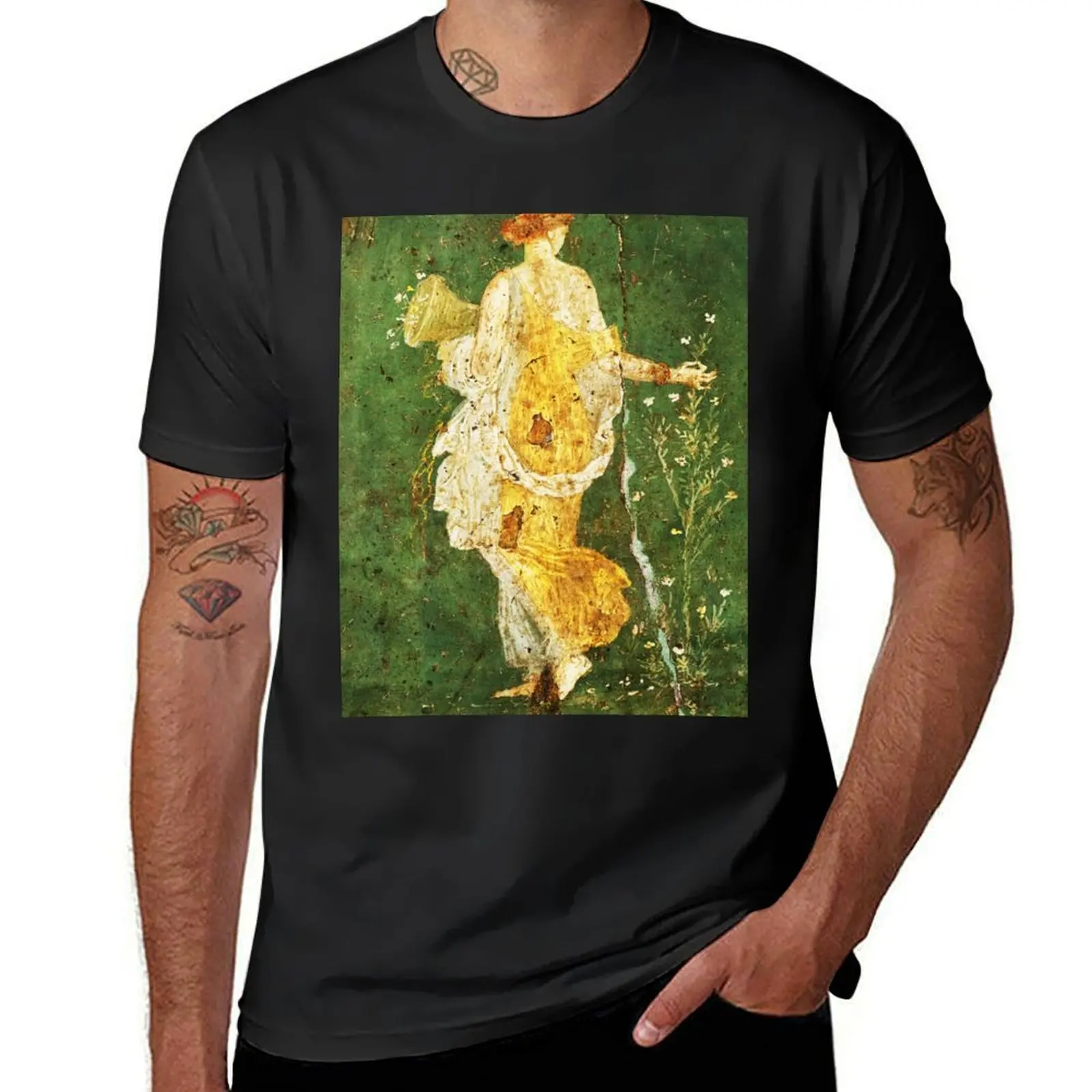 FLORA,POMPEII ,ANTIQUE ROMAN WALL PAINTINGS Flower Garden Flying Birds ,Quince and Apple Trees T-Shirt