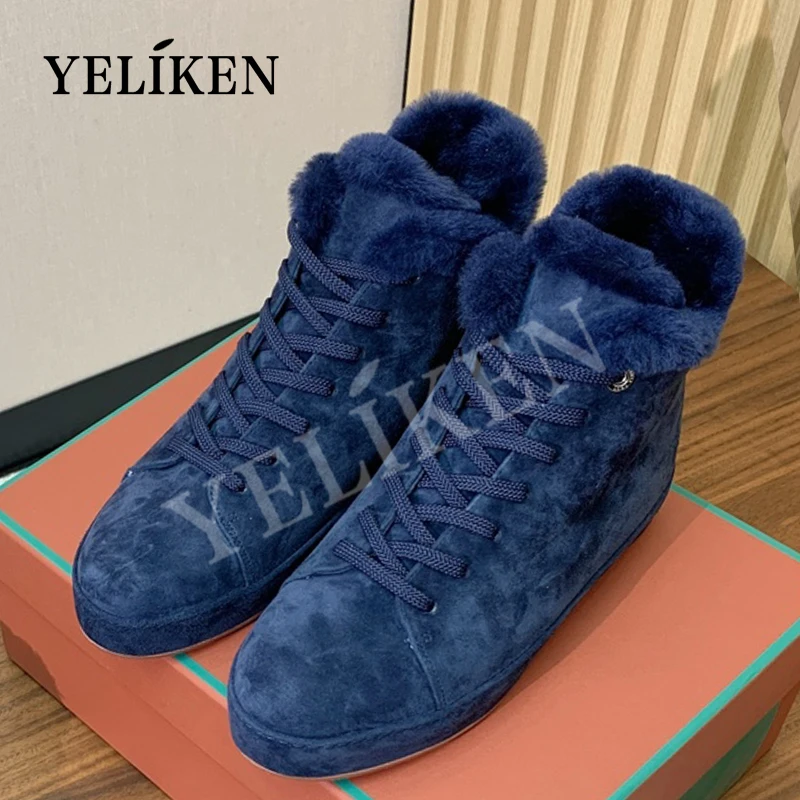 Autumn winter women's designer walking shoes lace up high top cotton shoes ladies wool warm snow boots woman retro casual shoes