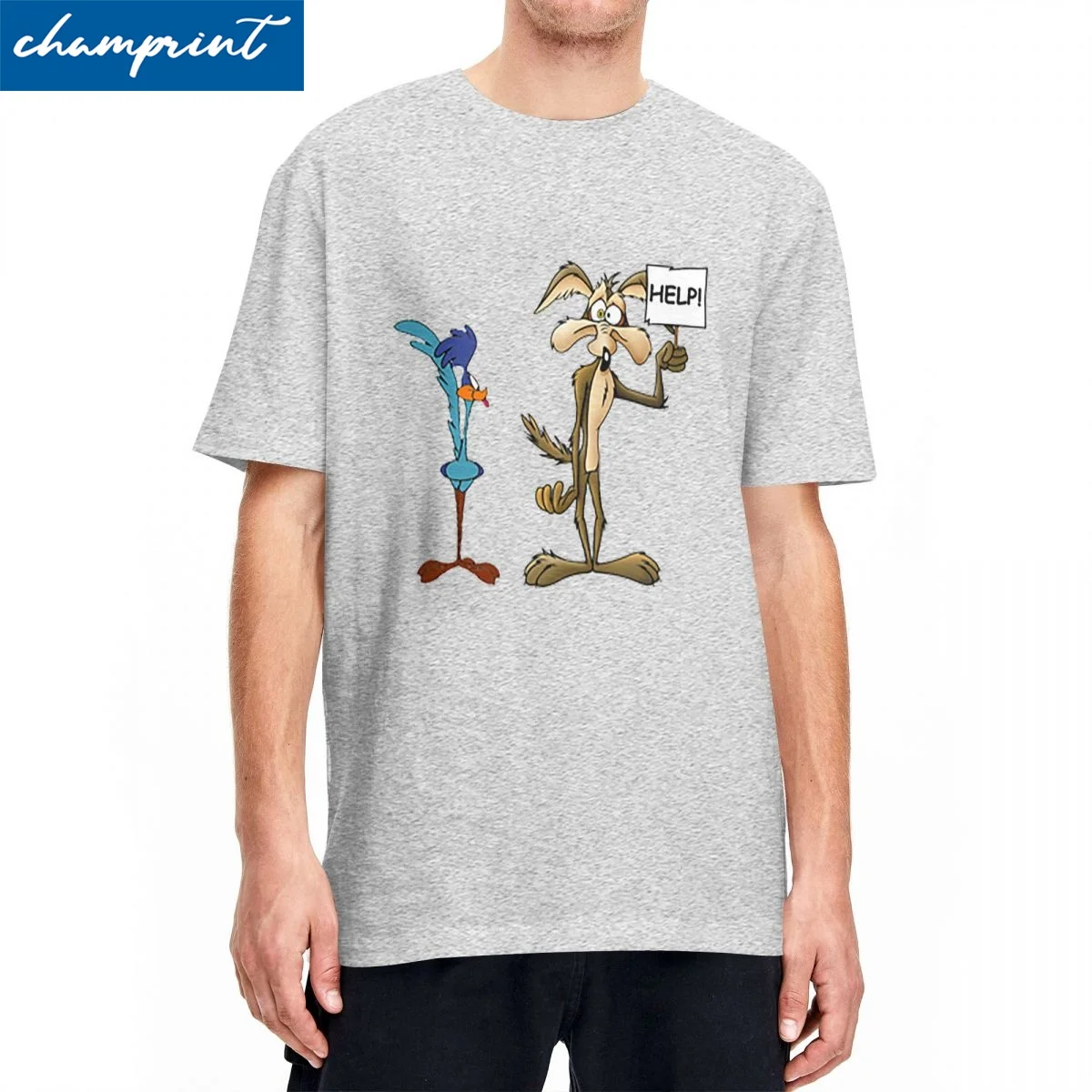 Casual Roadrunner Wile Coyote Cartoon T Shirt Unisex Crewneck Short Sleeve Top Tee Cotton Tops