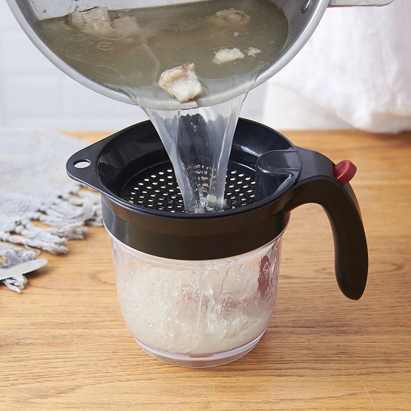 Fat Separator Bottom For Mess-Free Straining Built-In Oil Strainer For Efficient Grease Separation Kitchen Utensil Home