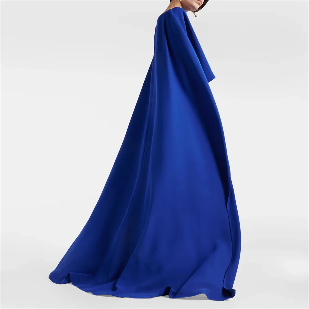 Neues langes drapiertes Umhang ärmel Satin Rundhals ausschnitt strukturiertes Mieder Abendkleid elegantes verdecktes Party kleid mit Reiß verschluss