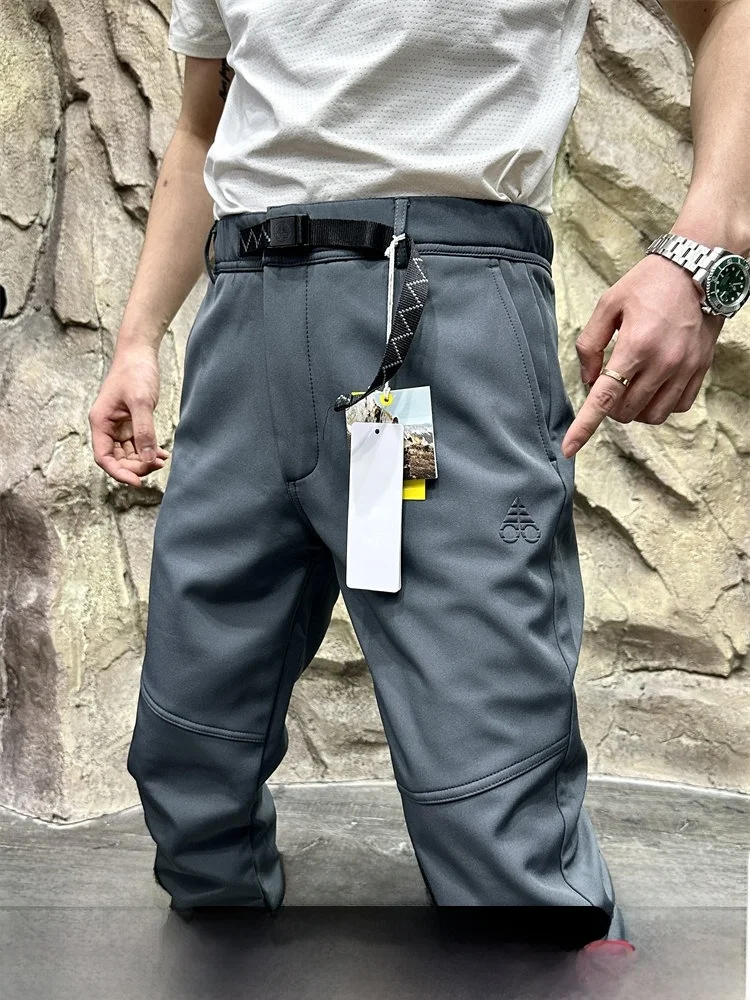 

Outdoor Men's Fce Lined 3D Tailored Soft ell Casual Pants Autumn Winter Straight Leg Zipper Closure Warm Polye...