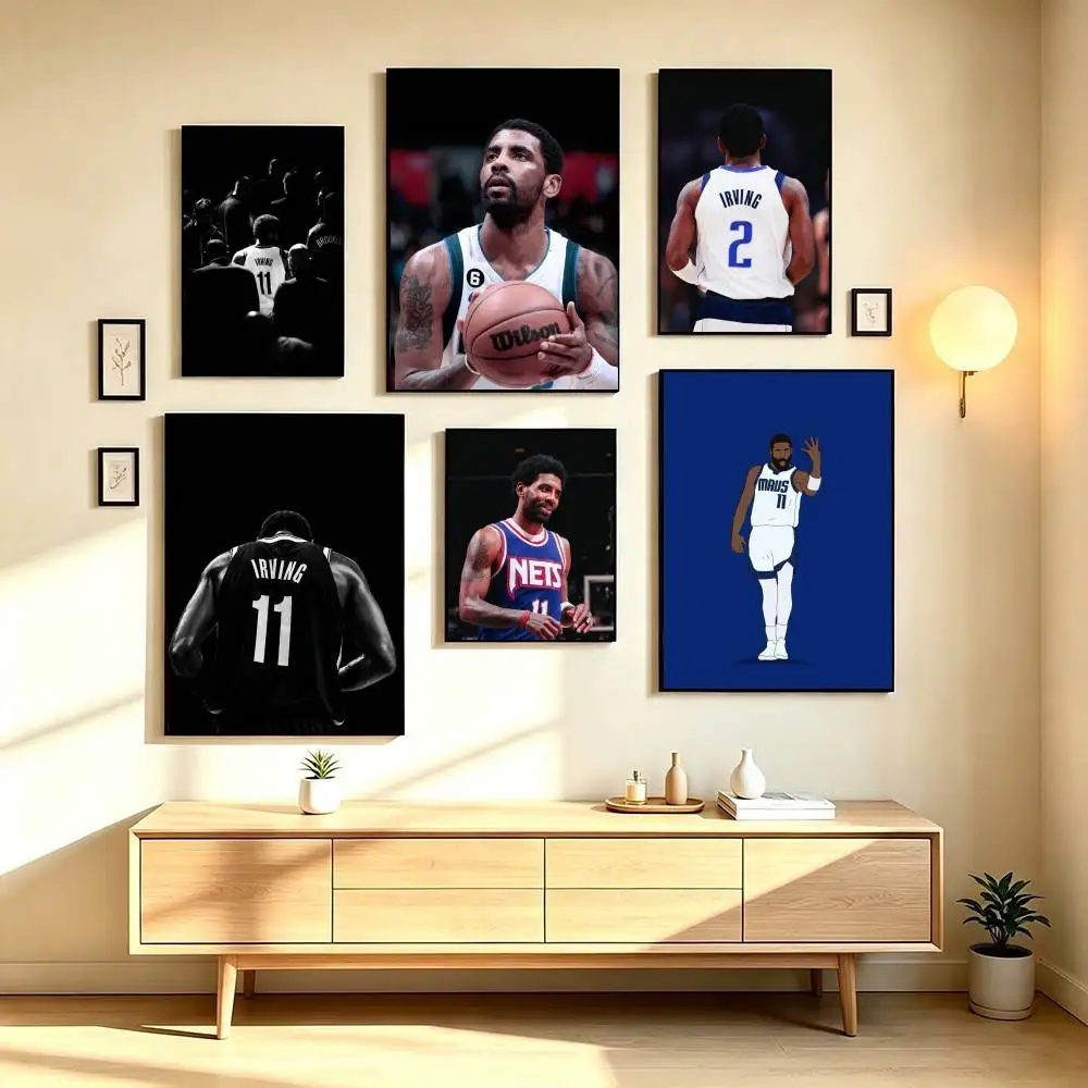 K-Kyrie Irving Basketball Legend Poster Waterproof Wall Art Sticker For Bar Living Room Vintage Decor High Quality Print Gift