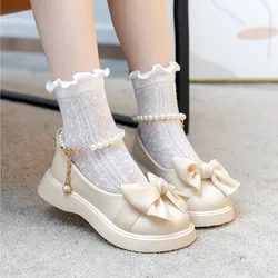 Zapatos planos Retro de cuero para niños y niñas, calzado informal de princesa blanca, espectáculo de estudiantes, baile, Mary Janes