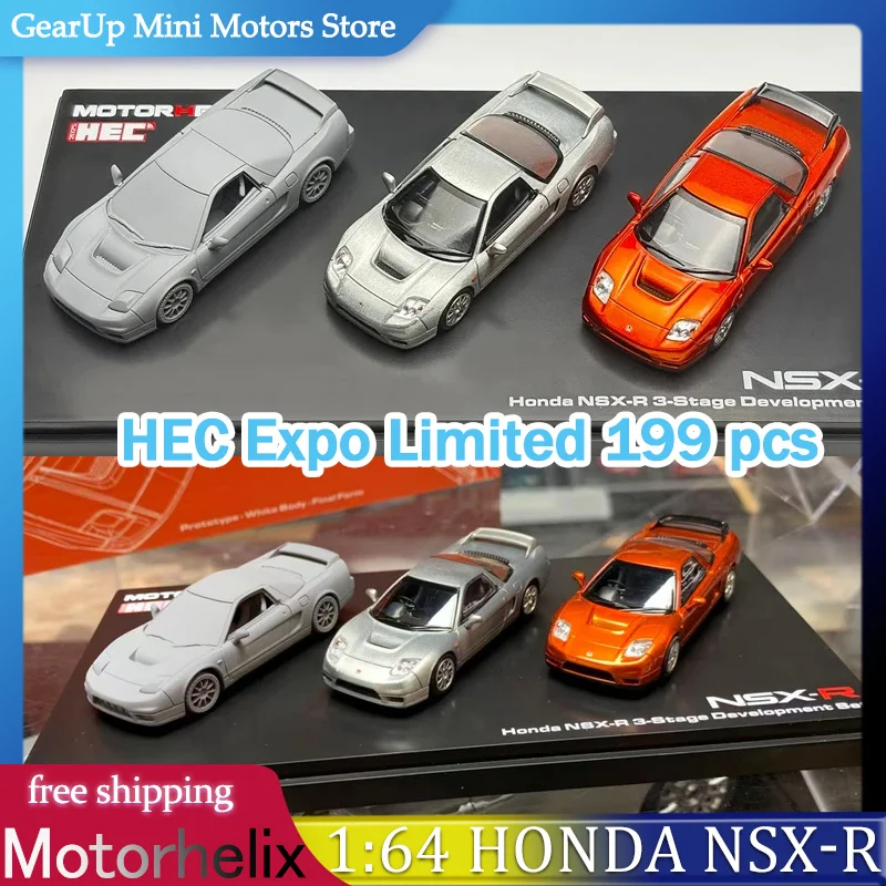 

Модель Motorhelix 2025 HEC Expo - 1:64 3 шт. Honda NSX-R и Mitsubishi Lancer Evo IV Ralliart JDM Раллийный автомобиль Игрушечный суперколлекционер