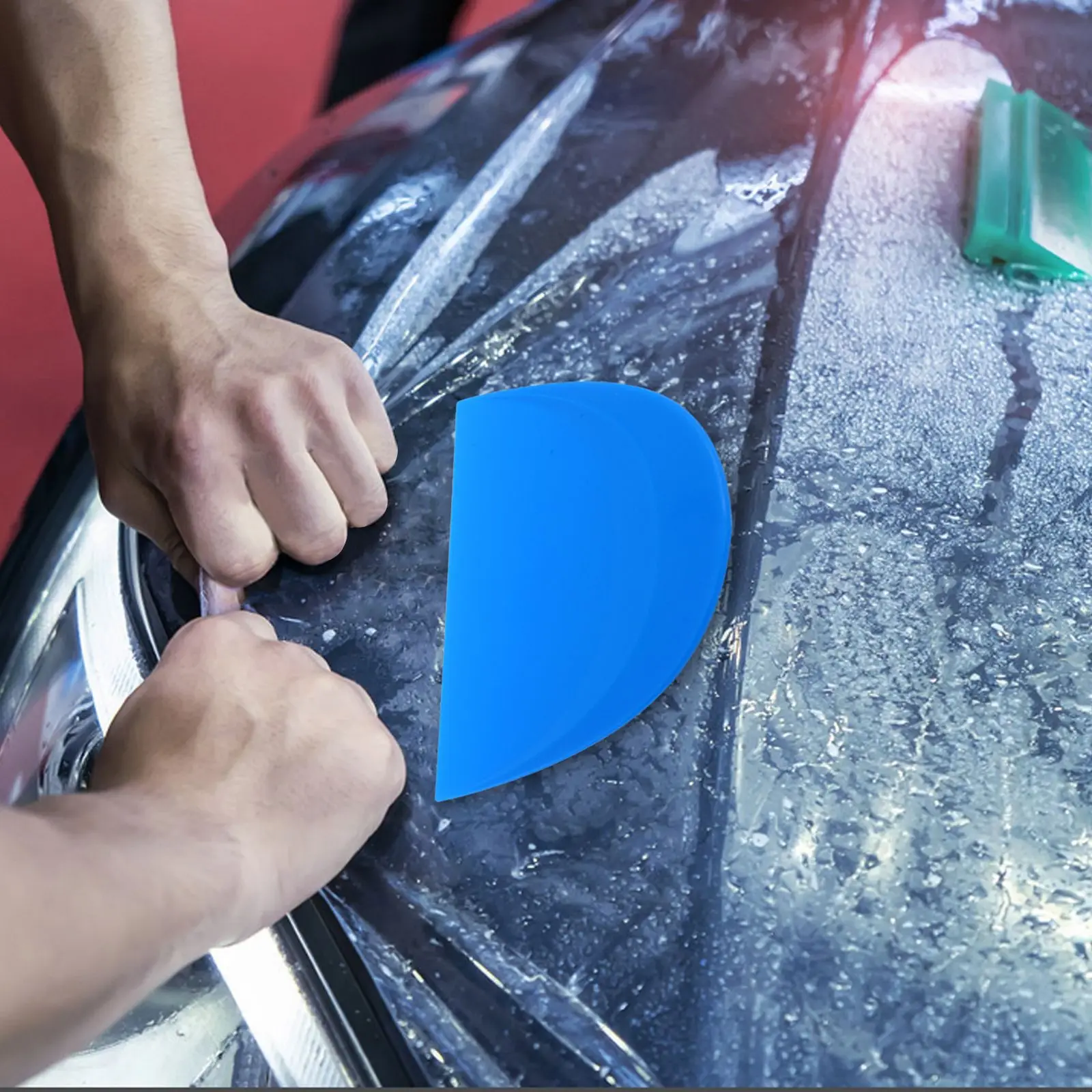 Plastic Car Scraper Semicircular Soft Edge Transparent Film Squeegee Vehicle Wrap Application Truck Detailing Tool Kit