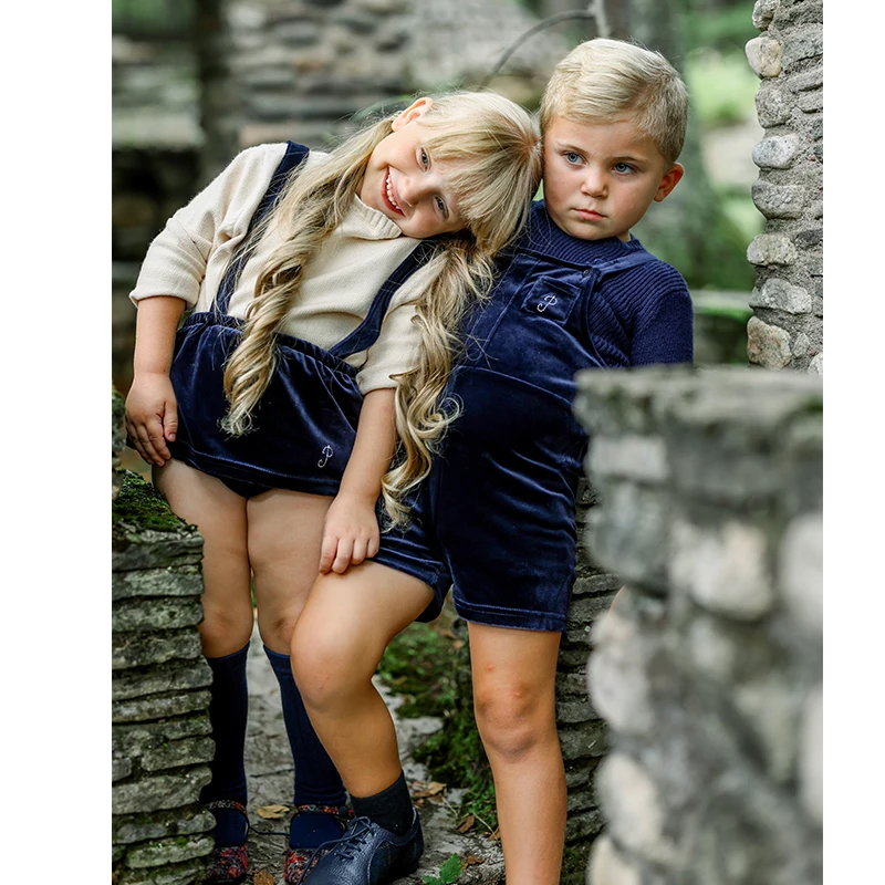 Ali Plus AW25 Smocked المخملية متماسكة مجموعة فستان رومبير الطفل الصبي السراويل العليا والسترة الأسرة مباريات تجهيزات الملابس #2