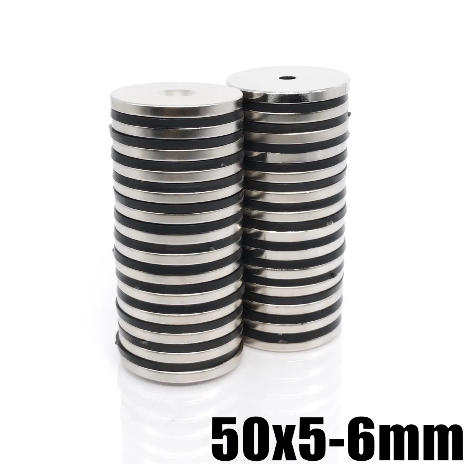 1-20Pcs 50x5-6mm Permanent NdFeB Strong Magnets 50*5 Hole 6mm Round Countersunk Neodymium Magnet N35 Big Disc Magnet 50*5-6mm