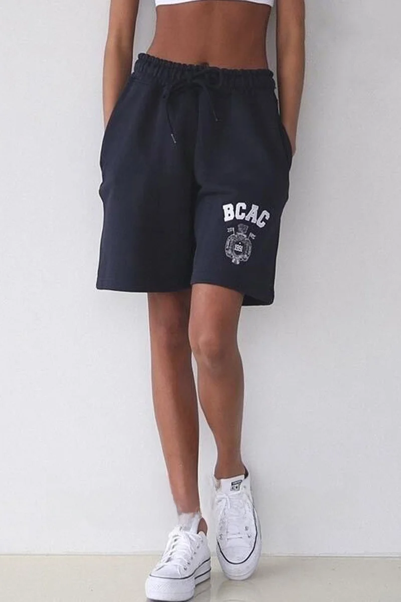 Street Style Sporty Shorts for Women Embroidered Lettering Casual Wide Leg Pants Men Women Cotton Natural Waist Spring 2023