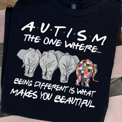Autism-Awareness T-Shirt Elephant Art Make You Beautiful Unisex Tee Gift mens gym shirts