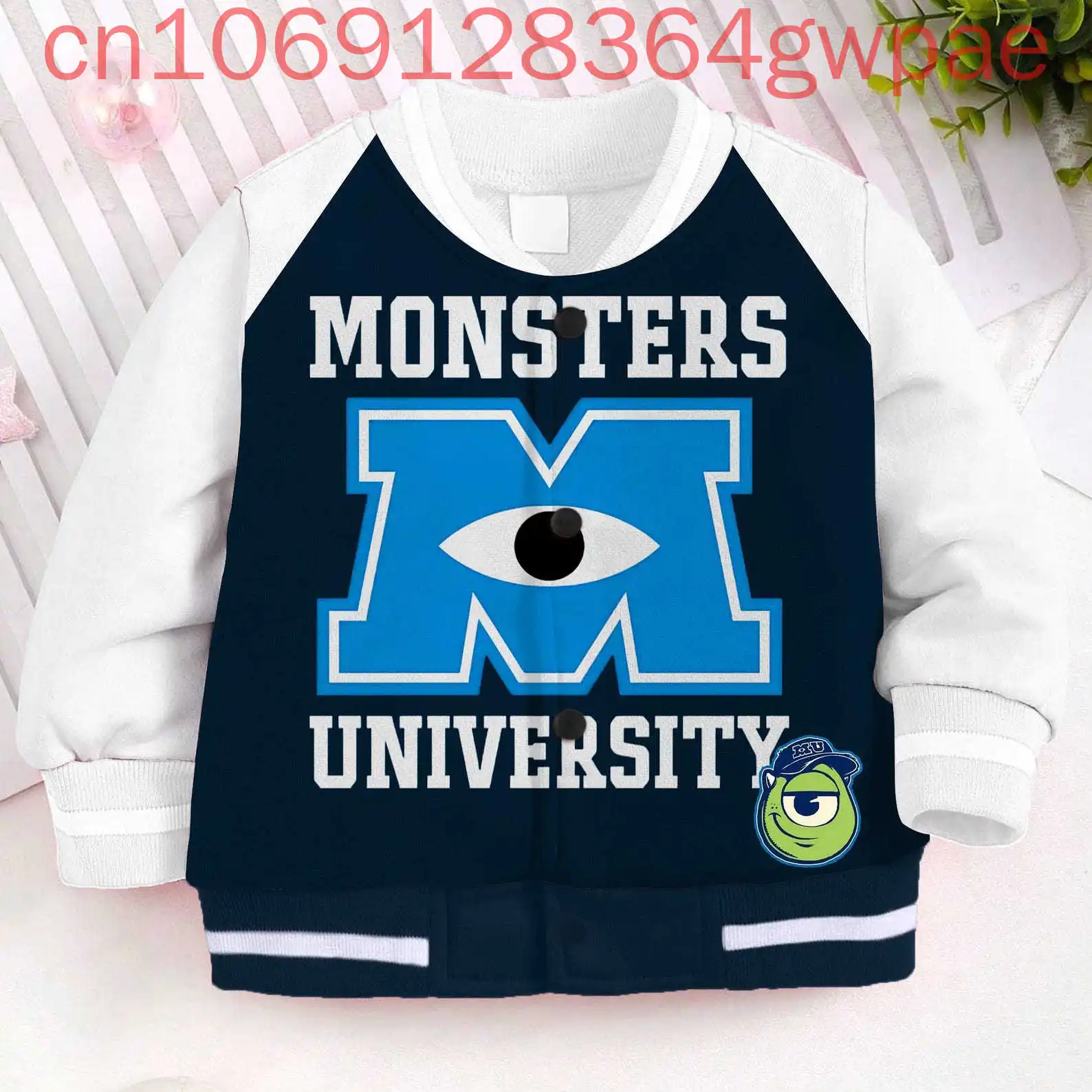 ディズニーモンスターズインク野球ジャケットメンズレディースヒップホップ原宿ジャケット Streetwea ボーイズガールズルーズカレッジコート