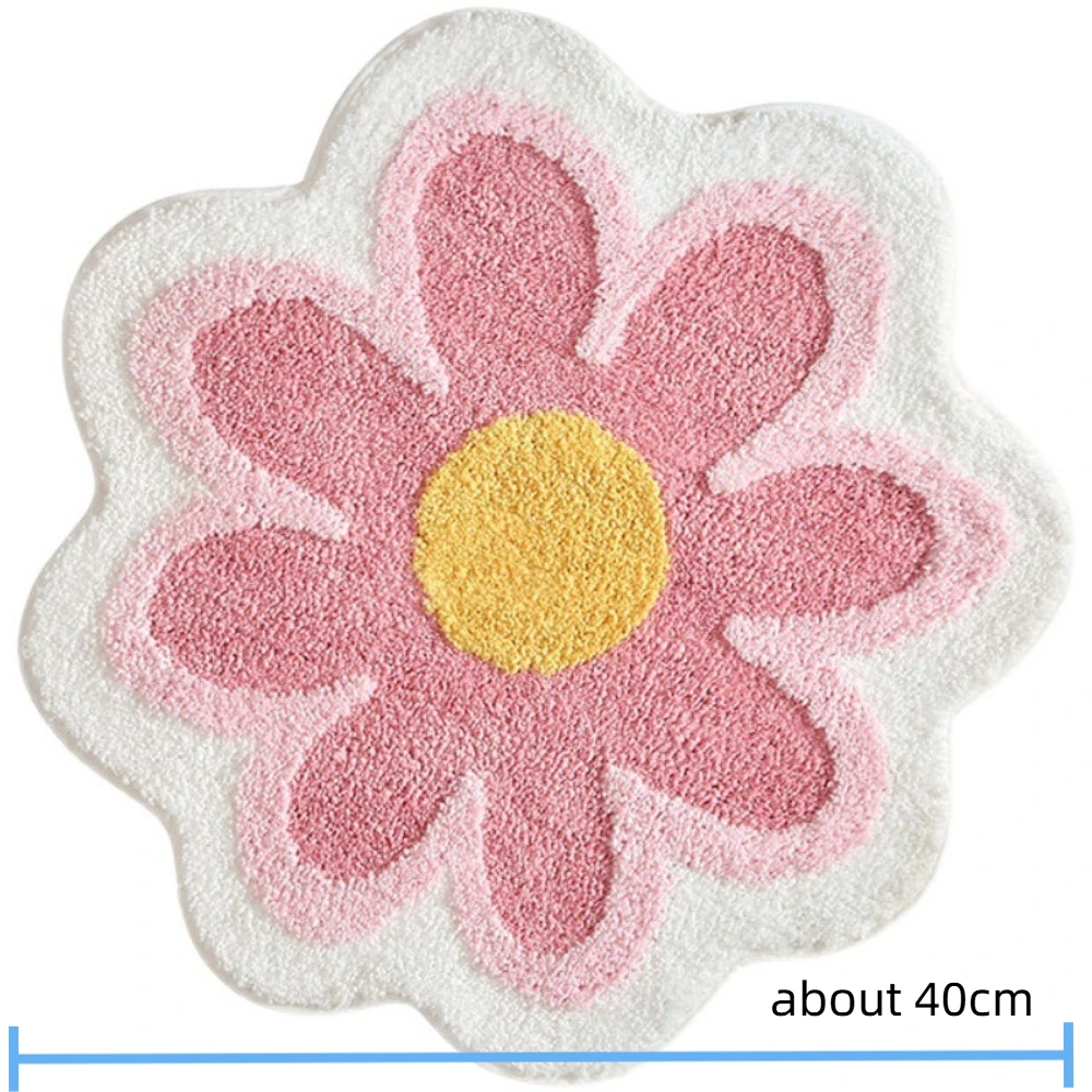 Cute Non Slip Bath Mat Rug Ultra Soft Daisy Absorbent Bath Mat Machine Washable Absorbent Door Mat Home Decoration