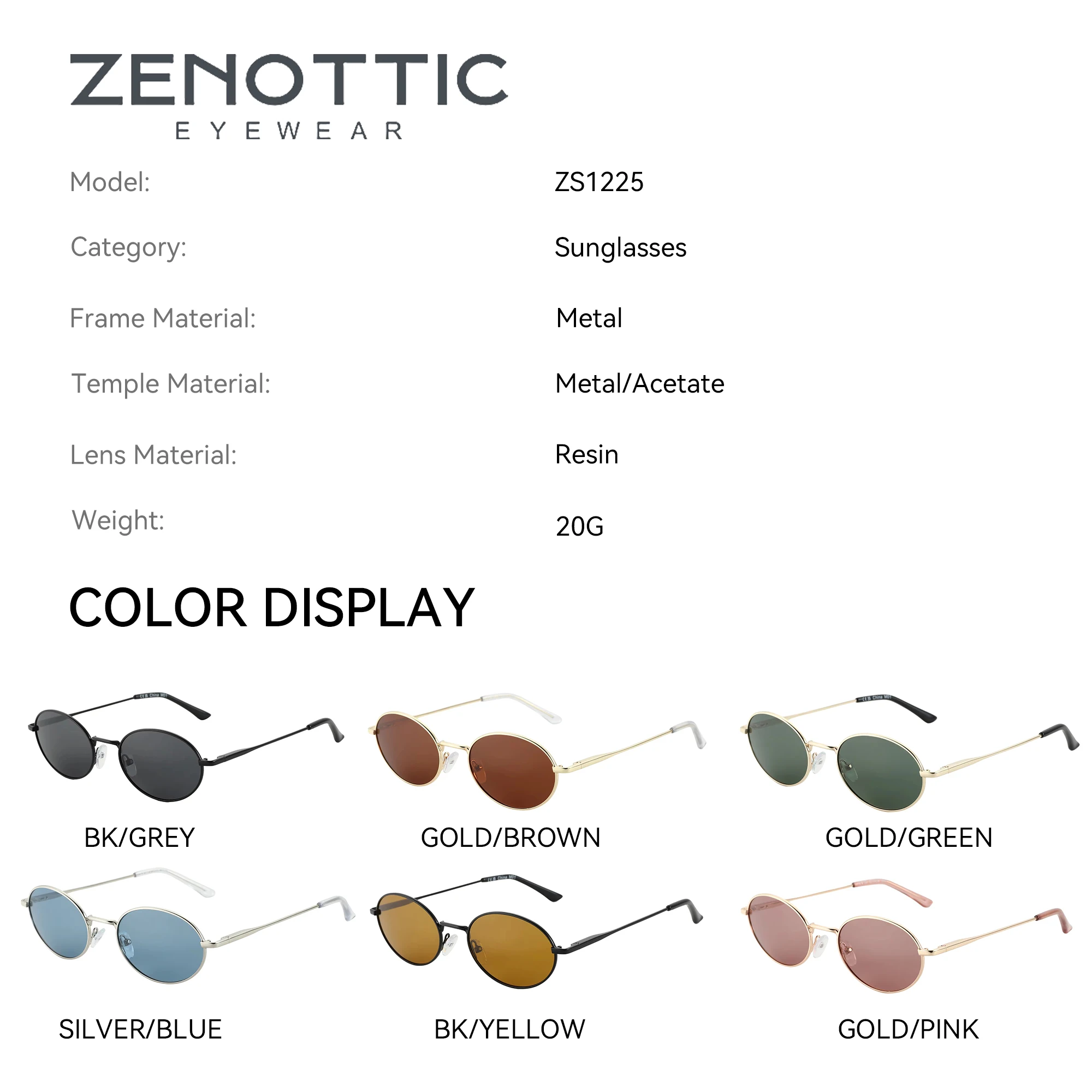 ZENOTTIC Popular Metal Oval Polarized Prescription Sunglasses For Unisex UV400 Protection Progressive Optical Sun Glasses