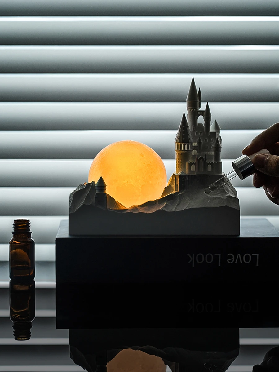 Moonlight Castle Moon Night Light Diffuser Stone Table Lamp Aromatherapy Ambient Light Girlfriend Wedding Birthday Gift