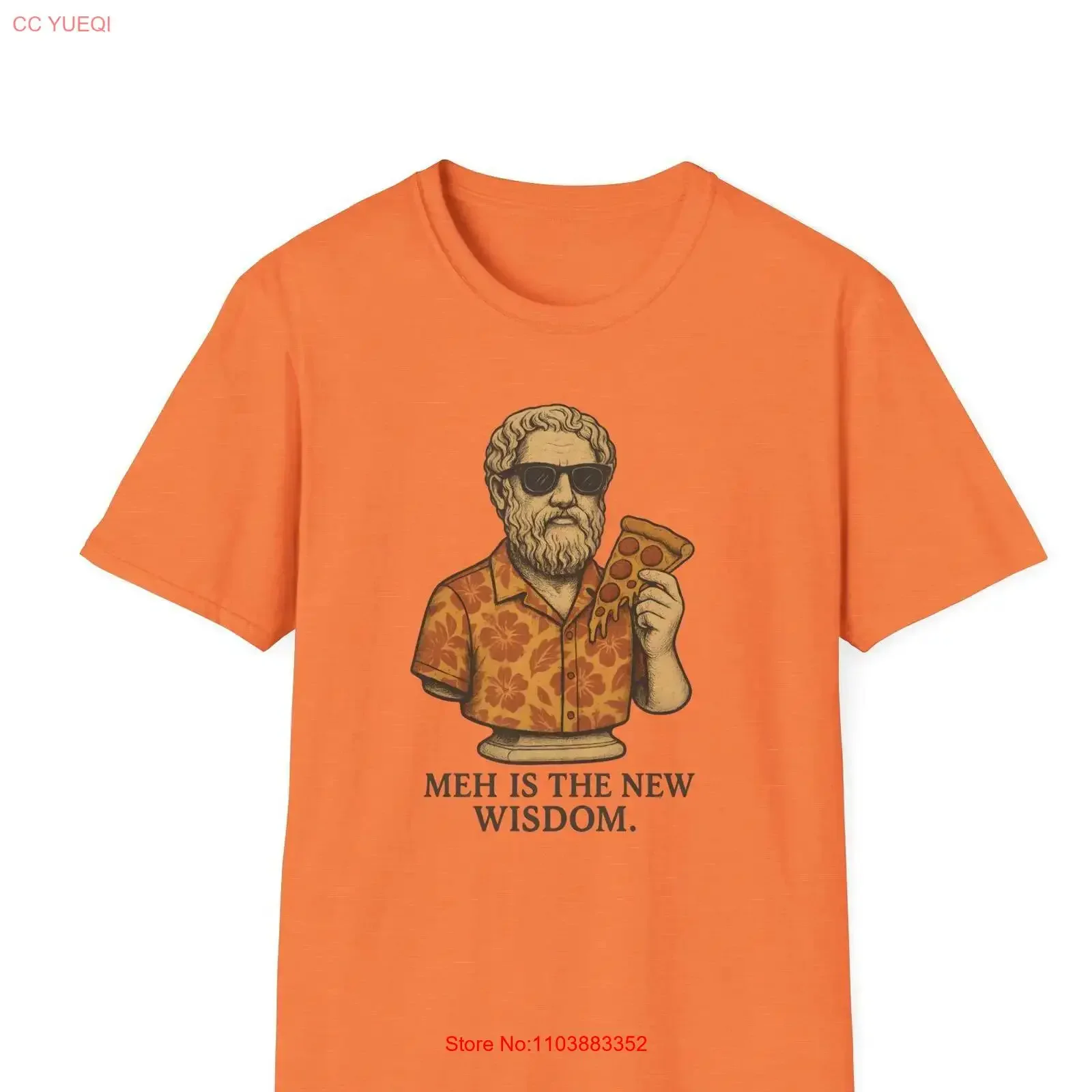 T-shirt Mediocrates Meh Is The New Wisdom Pizza Philosophy Club, édition pour les amateurs de cuisine, drôle, vintage, délavé, homme, doux et élégant