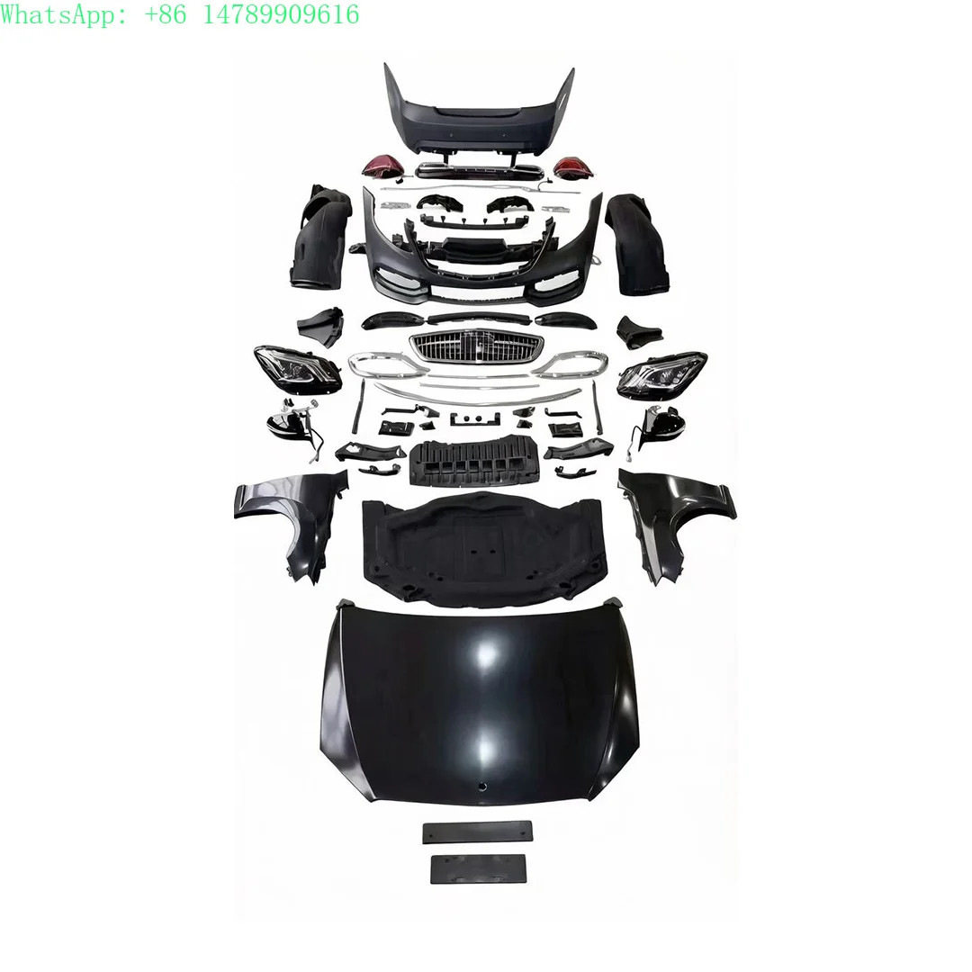 For  S Class W221 Upgrade W222  Body Kit W221 Old to New W222 Bumper Hood Headlight Taillight Fender