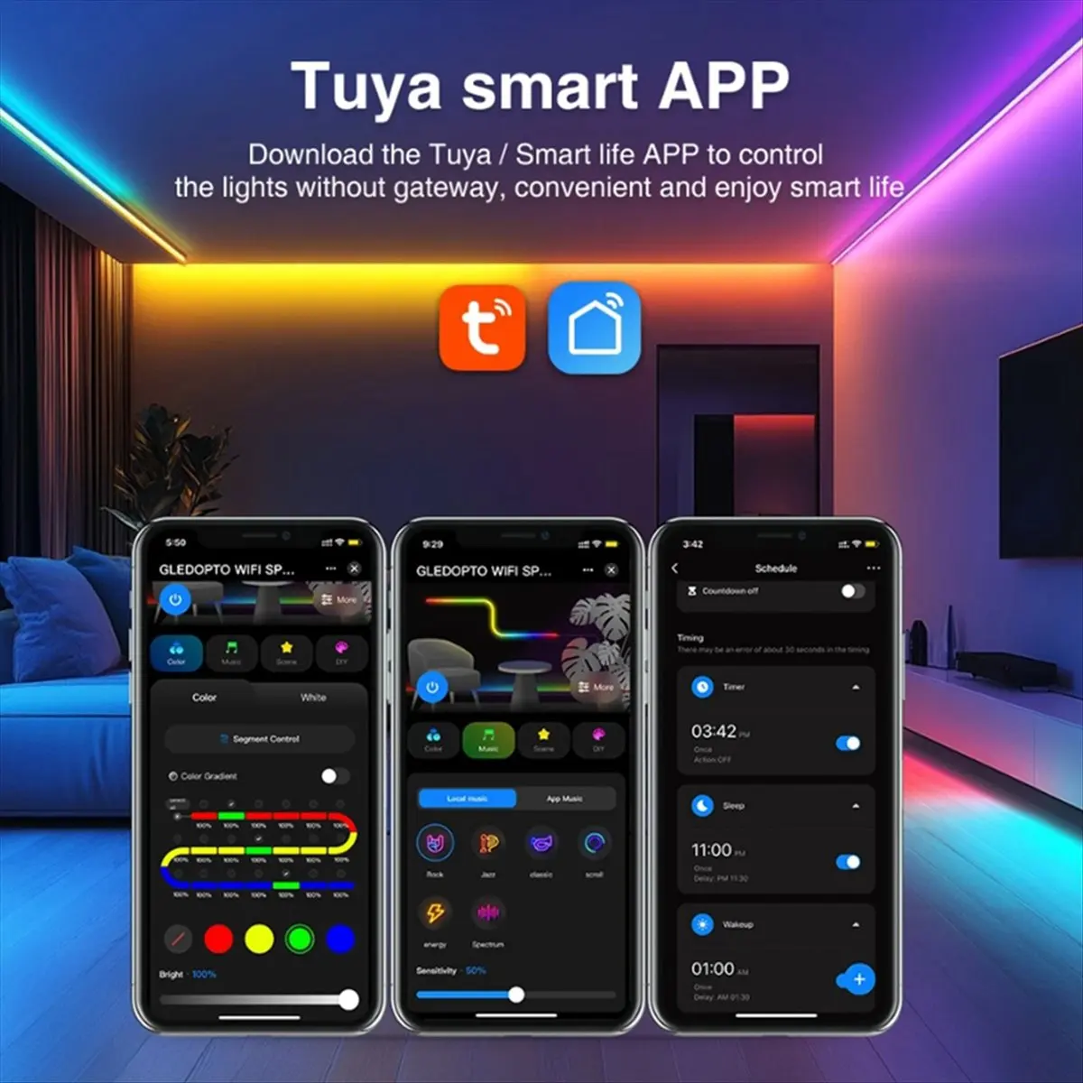 

Светодиодный контроллер Tuya SPI Pixel RGBCCT RGBW RGB с динамической синхронизацией света с функцией Smart Life, Assistant, WiFi-206W