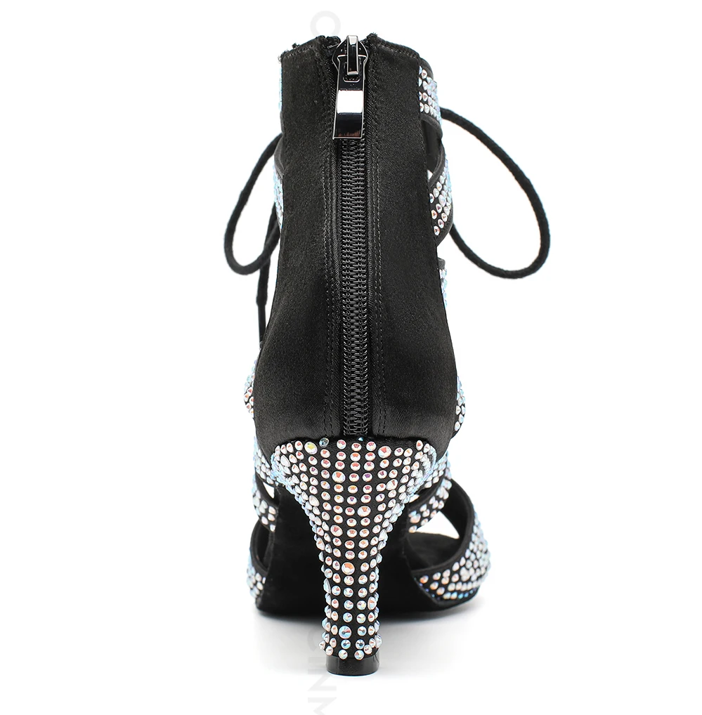 Neue Modische Diamant-Tanzschuhe für Damen, Bequeme Weiche Sohle, Party-Ballsaal-Tango-Salsa-Latin-Tanzschuhe mit Kubanischem Absatz – Detail 11