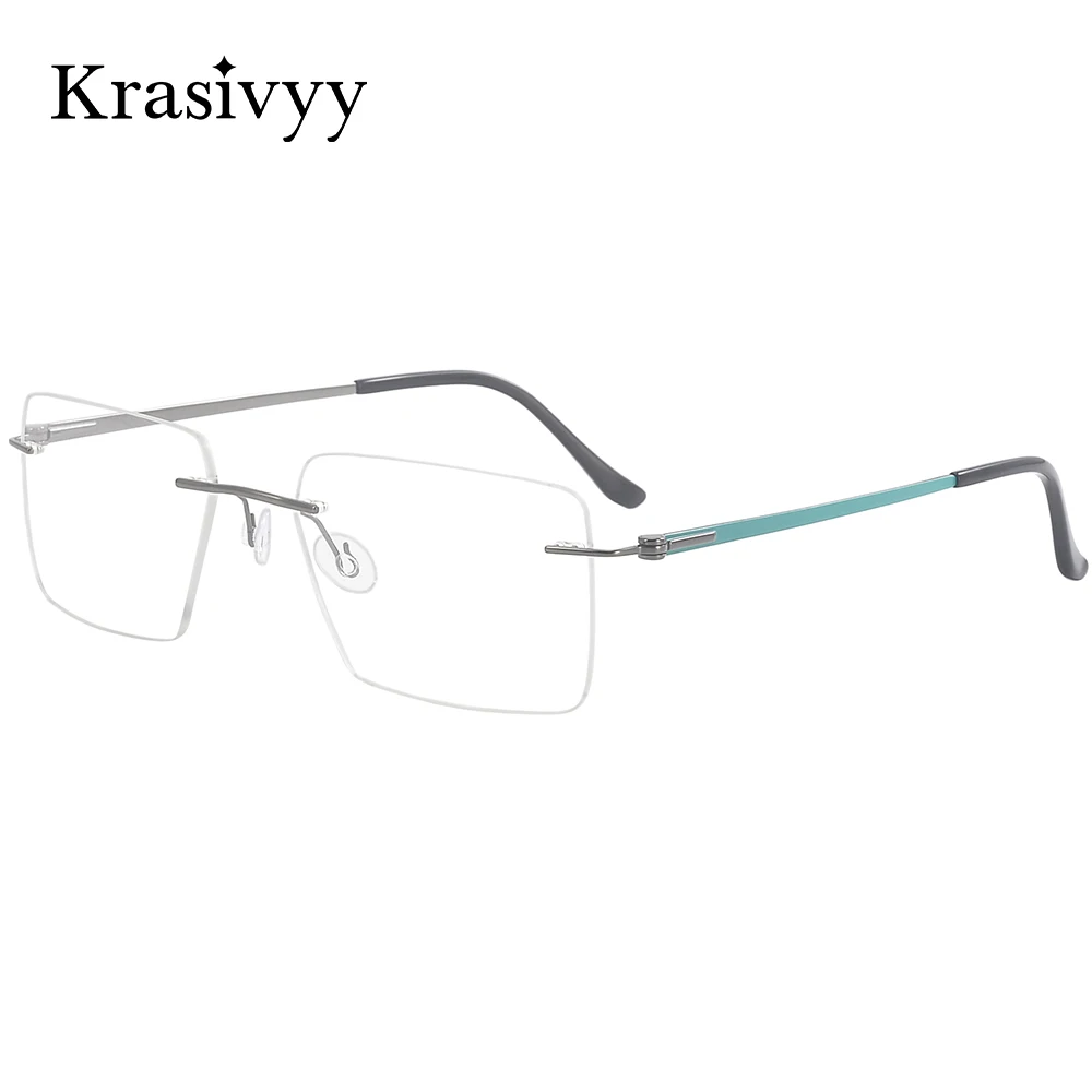 

Krasivyy Pure Titanium Rimless Glasses Frame Men Ultralight Screwless Square European Optical Eyewear Women New Brand Eyeglasses