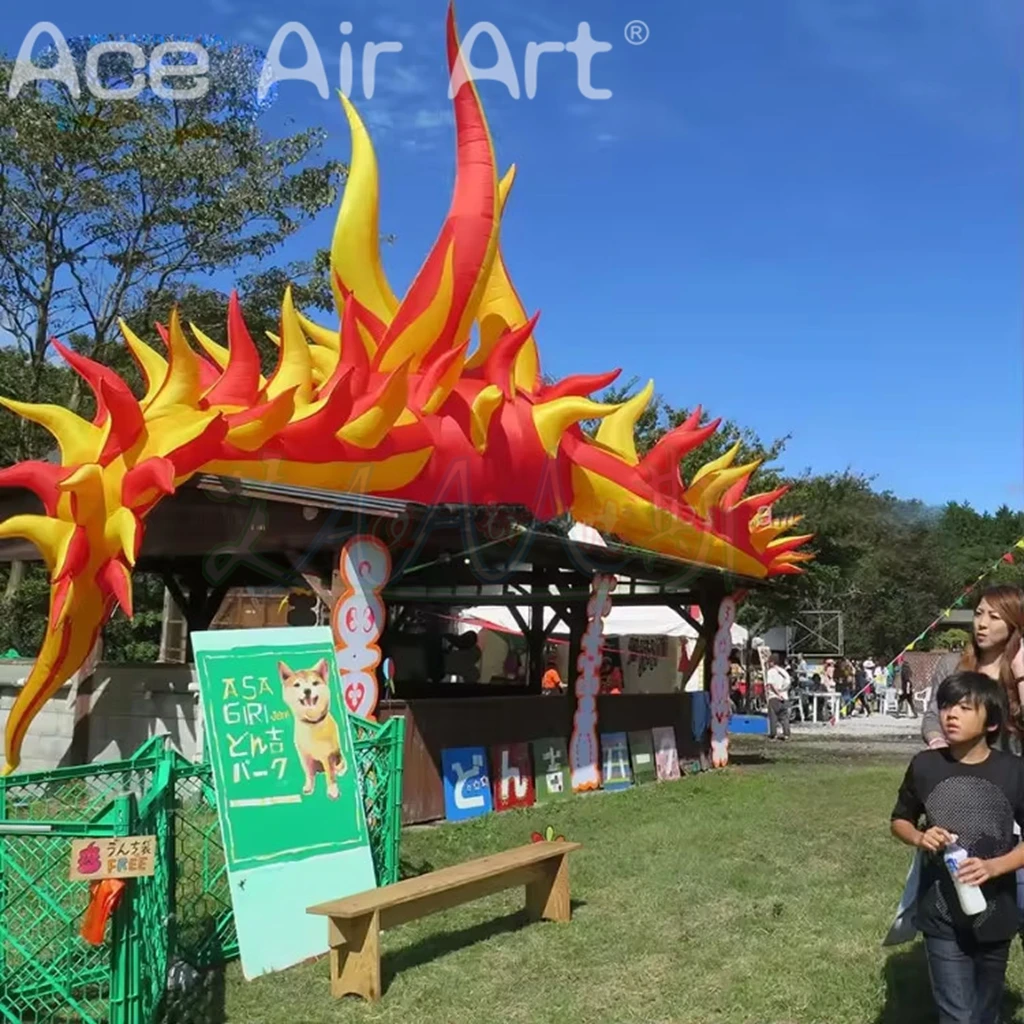 Aufblasbarer Vulkan-Flammenballon für Musikfestival, Dachdekoration für Festliche